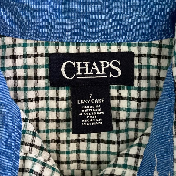 Boys size 7 Chaps long sleeved plaid button-down shirt - Picture 3 of 5
